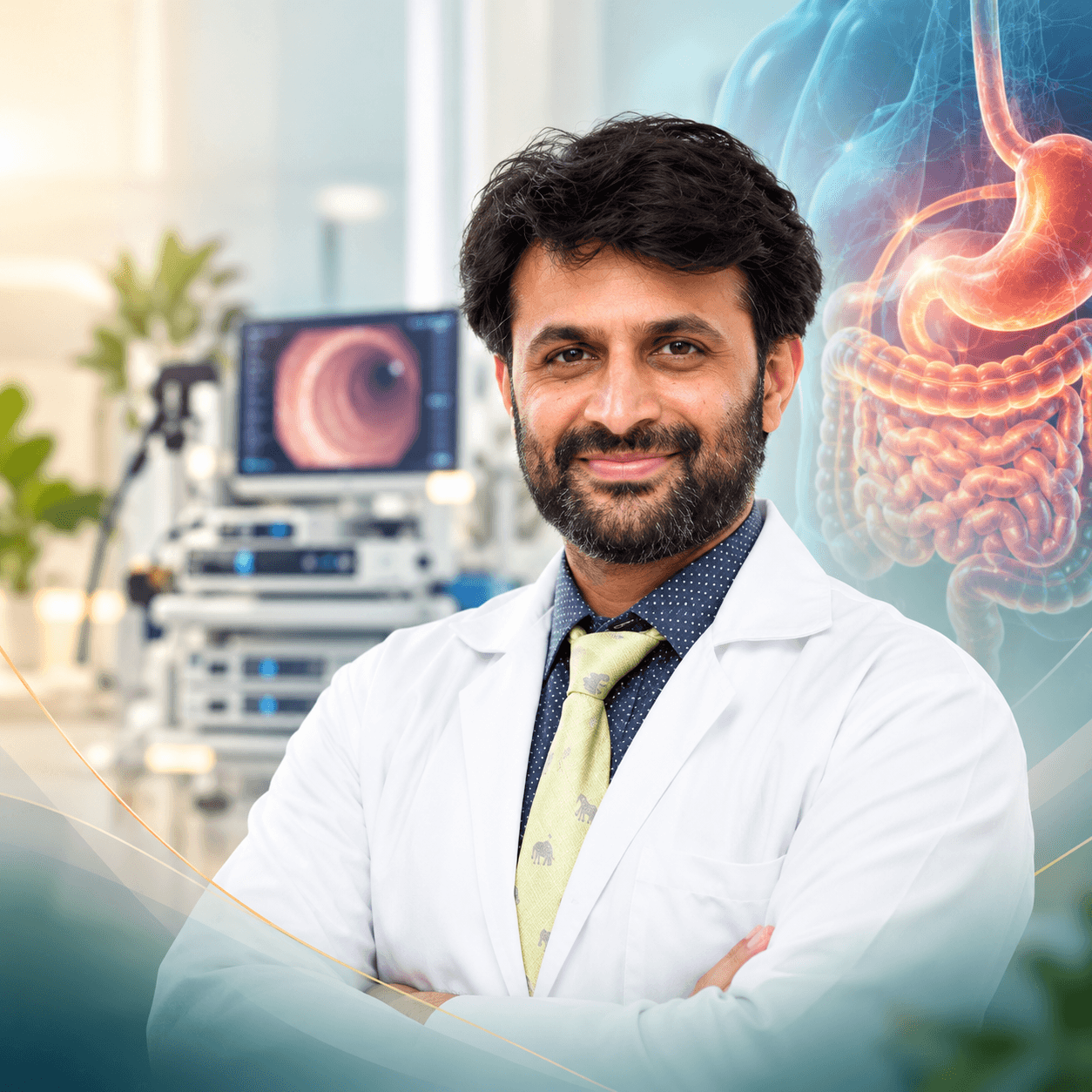 Dr. Naveen in a gastroenterology clinical setting
